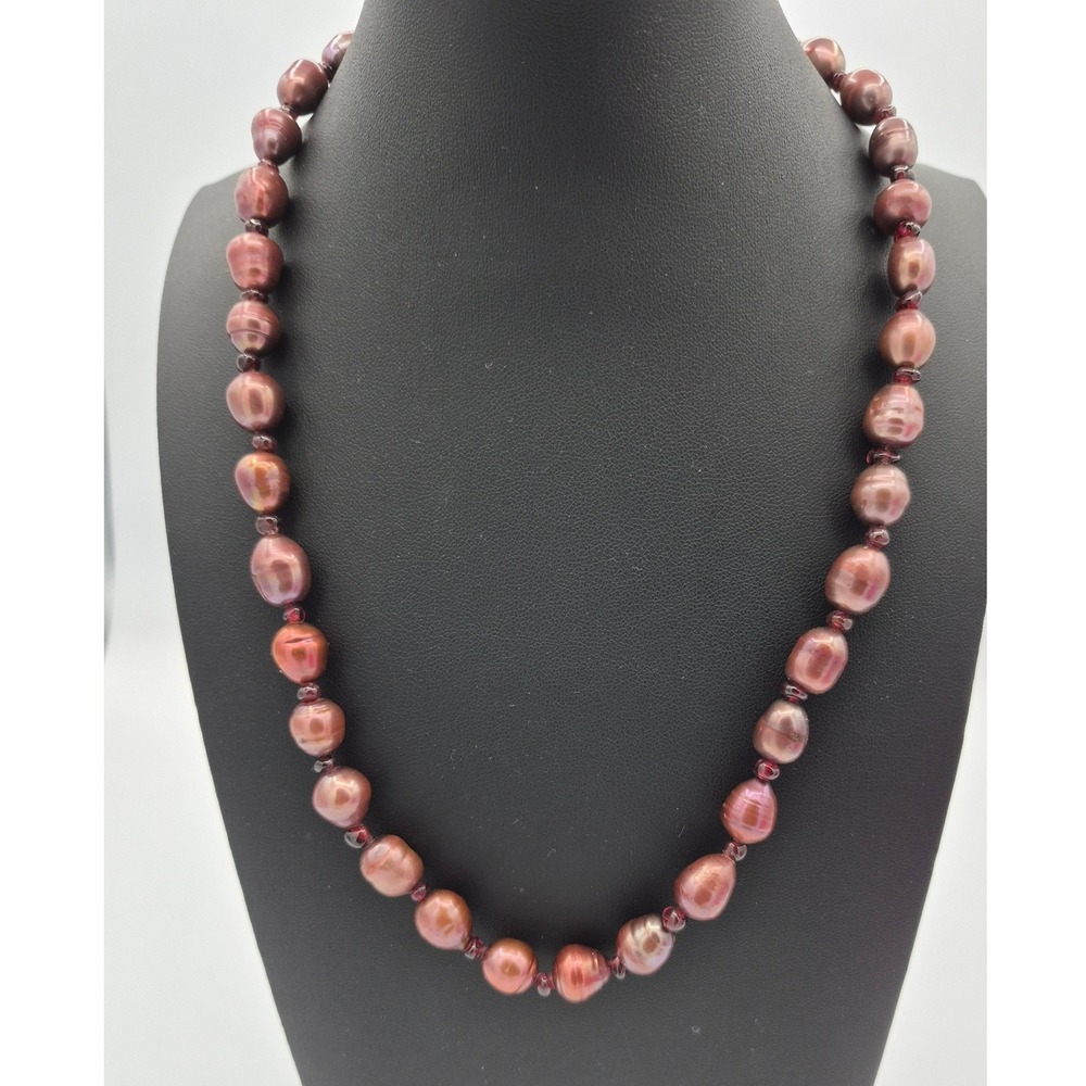 Freshwater Baroque Pearl Necklace Sterling Silver 925 Cranberry Mauve 18 Inch